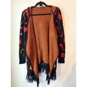 Disney Hocus Pocus Cardigan Point Hooded Halloween Sweater Womens S Witchy